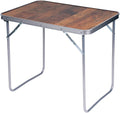 Tavolino da picnic pieghevole effetto legno con struttura in alluminio 70 x 50 x 60 cm