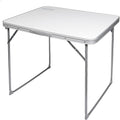 Tavolo da campeggio pieghevole in MDF e acciaio 80 x 60 x 70 cm con maniglia trasporto bianco