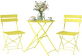 Set bistrot pieghevole da esterno composto da tavolo e due sedie gialle per balcone e giardino