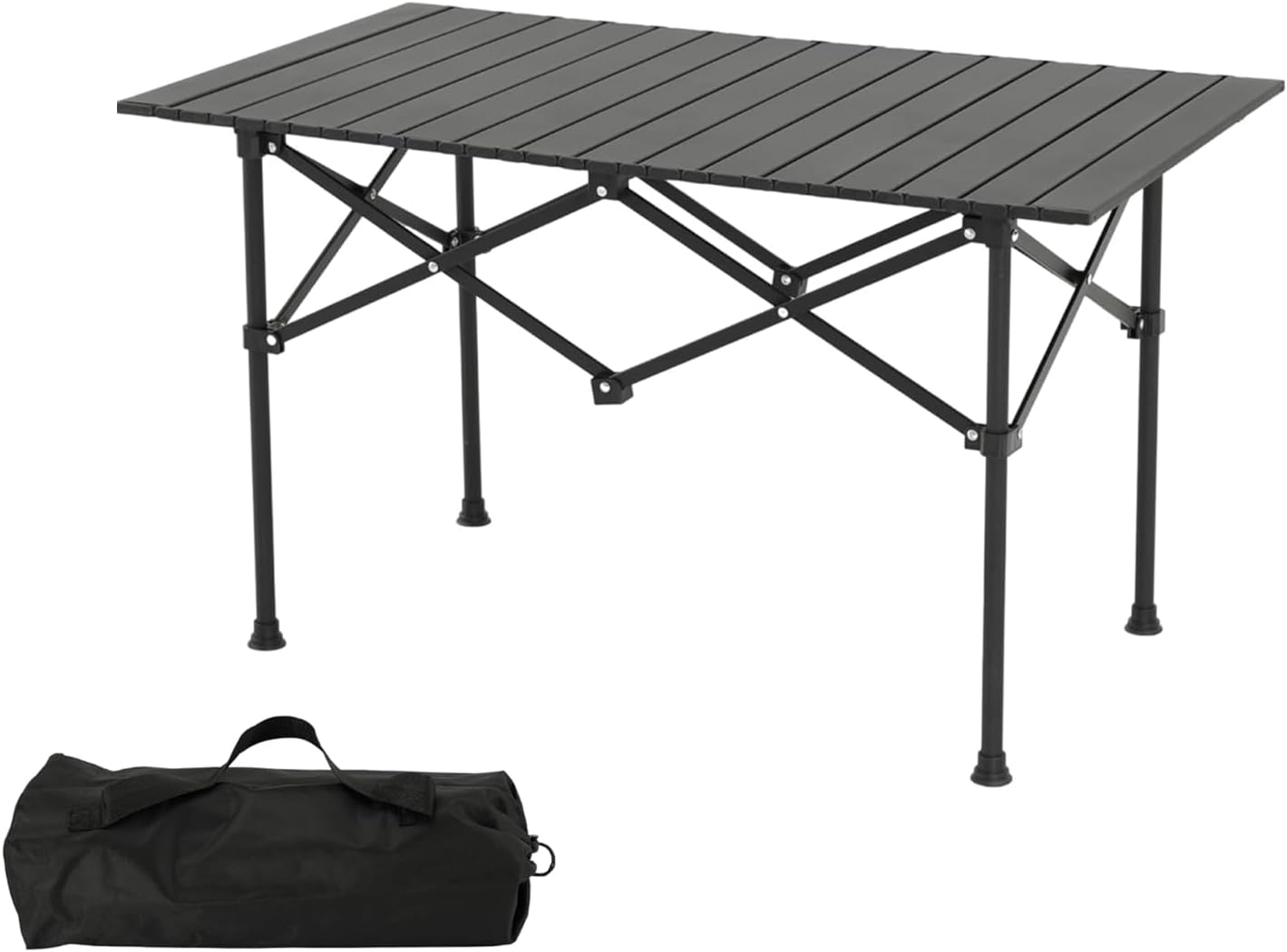 Tavolo da Campeggio Pieghevole con Piano Arrotolabile 96x56x50 cm e Borsa Portatile