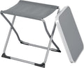 Tavolino Pieghevole da Campeggio 2 in 1 con Funzione Seduta e Piano MDF Grigio