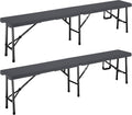 Set composto da due panche pieghevoli in plastica per giardino eventi e campeggio 183 cm