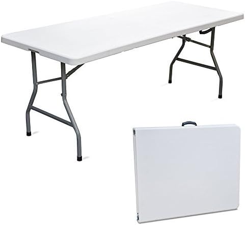 Tavolo pieghevole in resina HDPE formato valigetta 180 x 75 x 74 cm per fiere mercato e picnic