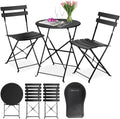 Set bistrot da balcone con tavolo e due sedie pieghevoli in metallo con copertura inclusa