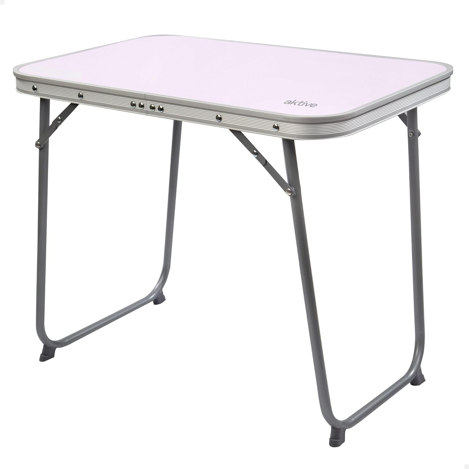 Tavolo da campeggio pieghevole in MDF e acciaio 60 x 40 x 50 cm con maniglia trasporto colore malva