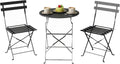 Set bistrot pieghevole da patio con tavolo e due sedie colore nero